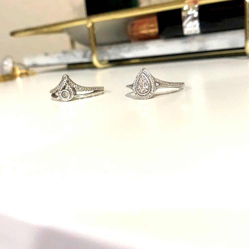 Composite Diamond/Silver Ring Set